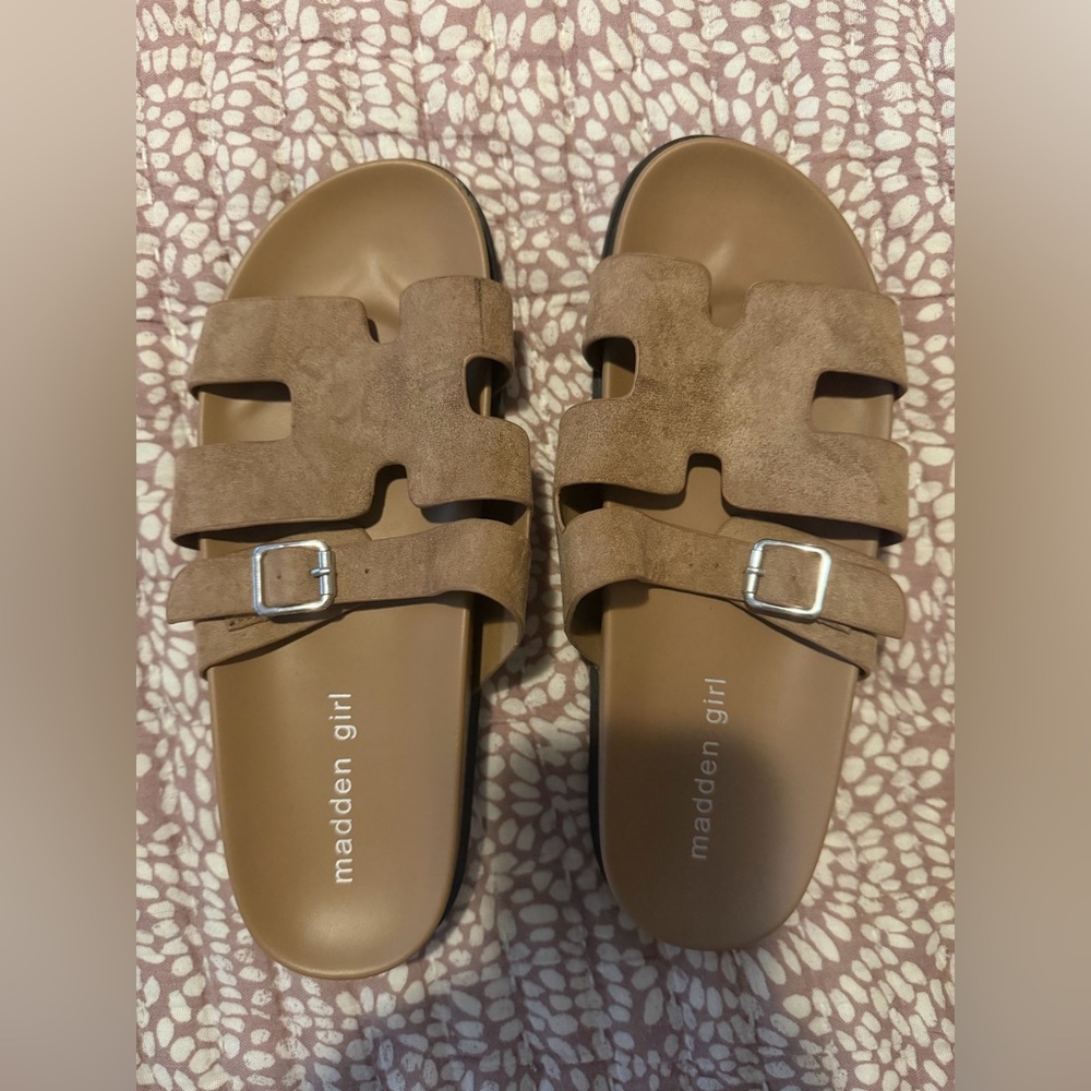 Madden Girl Brown Slide Sandals